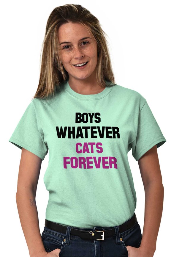 Boys Whatever Cats Forever Funny Women's Plus Size Graphic Tee Brisco Brands 2X