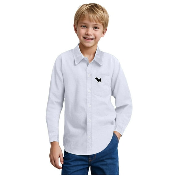 Boys White Button Down Shirt Long Sleeve Boys Girls Long Sleeve Button Down Shirts White Uniform Blouse School Top Formal Collared Outfits for Kids
