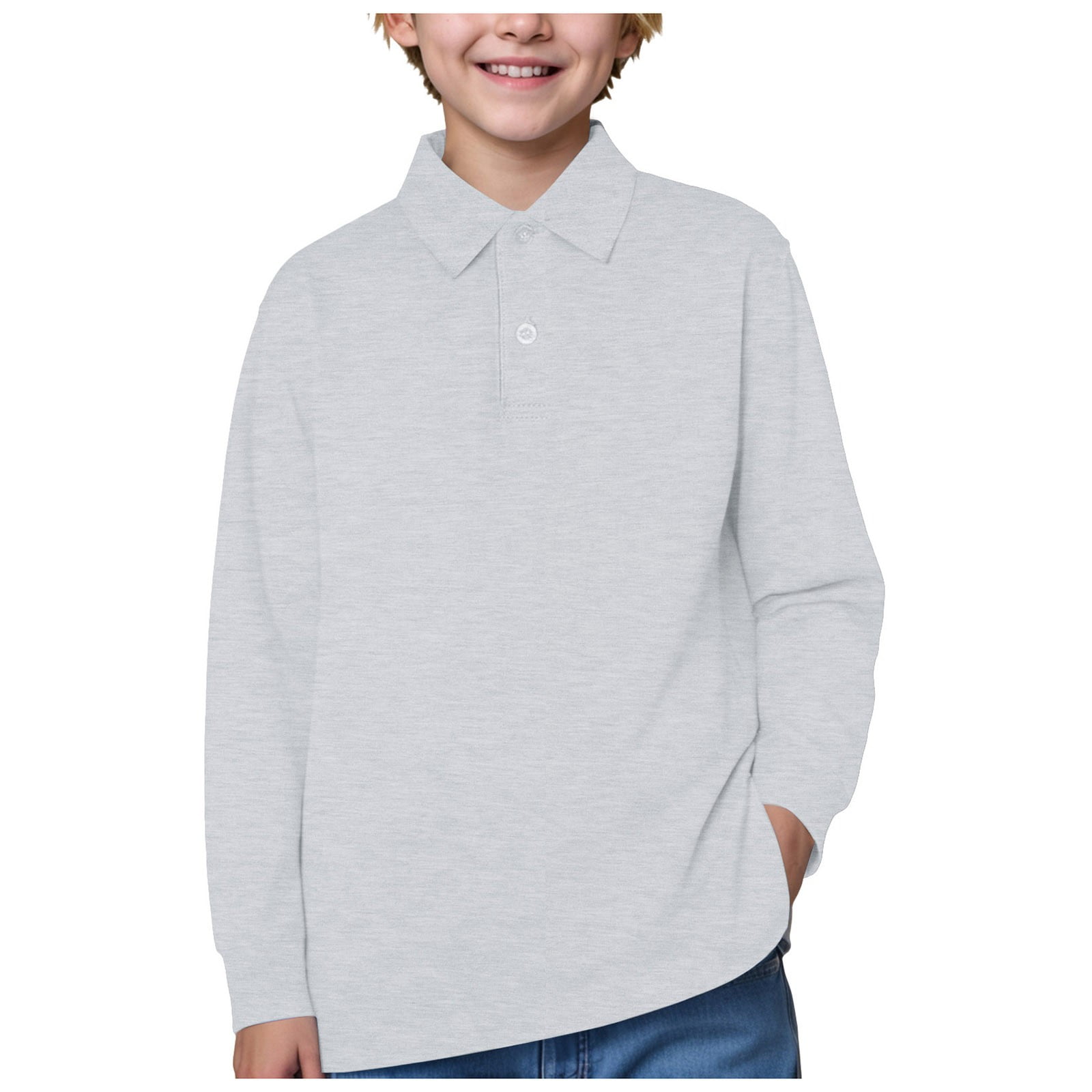 Boys' Classic Half White Button-Up Shirt – Polo Style