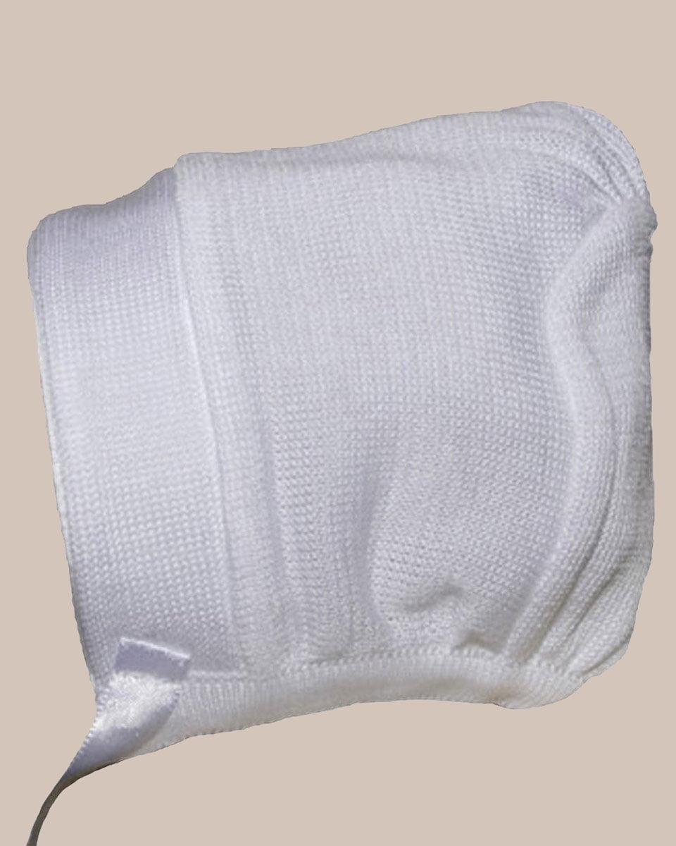 Boys White Cotton Knit Hat or Bonnet (Baby)