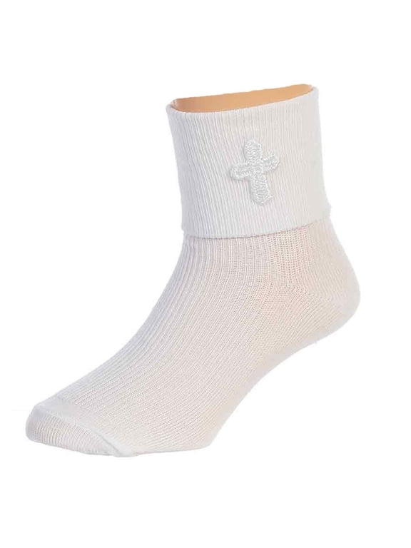Boys White First Communion Baptism Special Occasion Socks with Cross