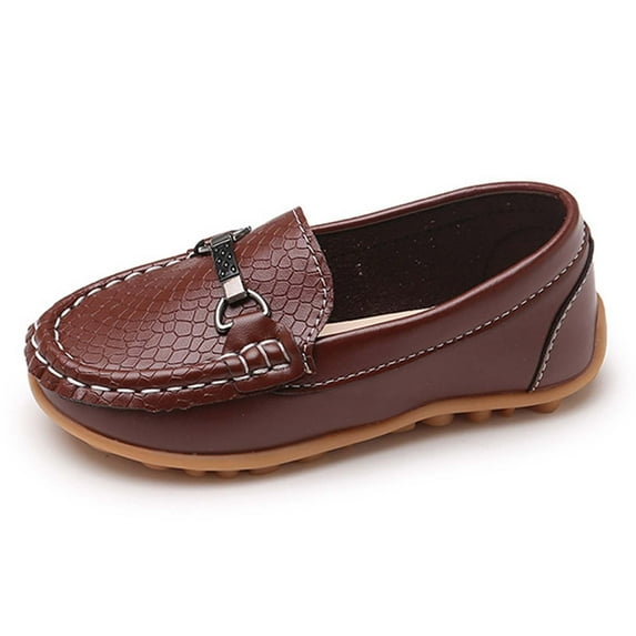 Boys' White Leather Moccasins with Soft Sole, Non- School Shoes for Easygoing Daily Strolling