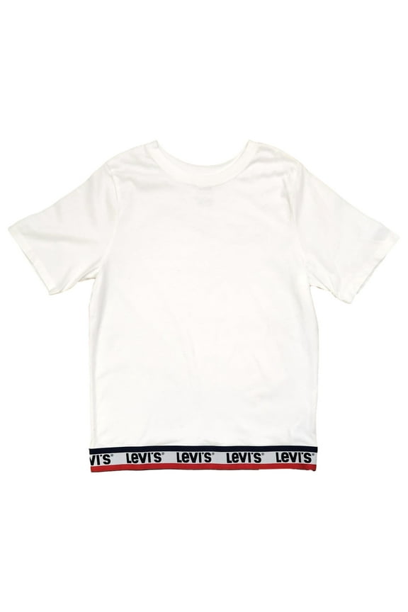 Boys White Levi's Graphic Logo Bottom Shirt Short Sleeve T-Shirt Tee XL 13-15