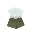 thumbnail image 1 of Boys-White Linen Shirt- Olive Shorts Set-Boy's Clothing Store-Toddler Boy Set, 1 of 4