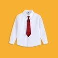 thumbnail image 1 of Boys White Long Sleeve Dress Shirt with Red Tie Set, Kids School Uniform Formal Button Down Outfit,Size 13 T, 1 of 8