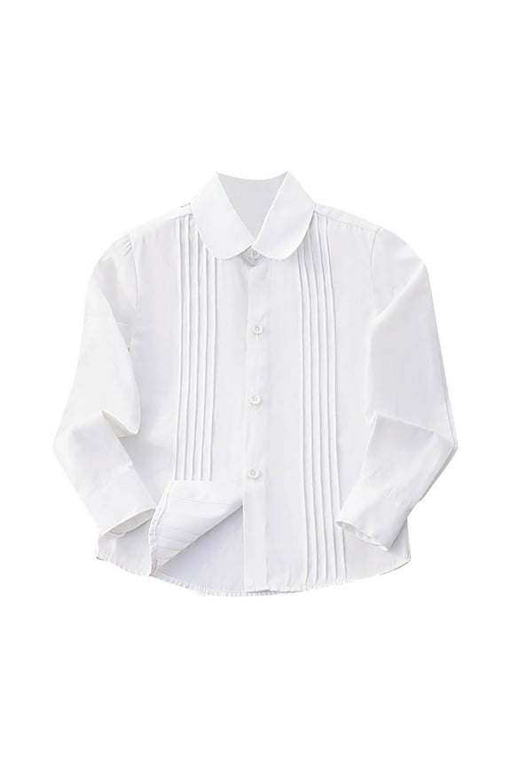 Boys White Long Sleeve Pique Polo Shirts Kids School Uniform Shirt White 9 Y -10 Y