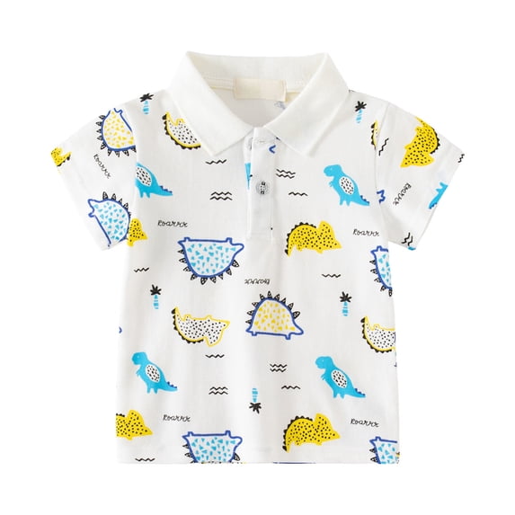 Boys White T Shirt Boys' Short Sleeve Polo Uniform Shirt