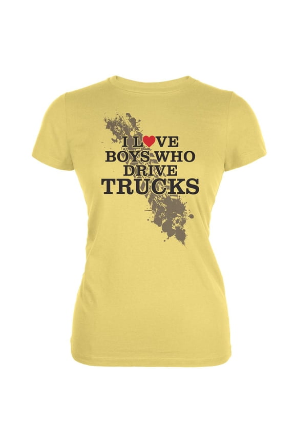 Boys Who Drive Trucks Yellow Juniors Soft T-Shirt - Large