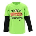 thumbnail image 1 of Boys Wicked Handsome Funny Halloween Shirt Raglan (18M, Green), 1 of 5