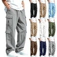 thumbnail image 1 of Boys Wide Leg Cargo Pants, Children Elastic Waist Casual Trousers with Cargo Pockets for Kids Hiking Outdoor Daily Activities Pants Gray 5-6T, 1 of 9
