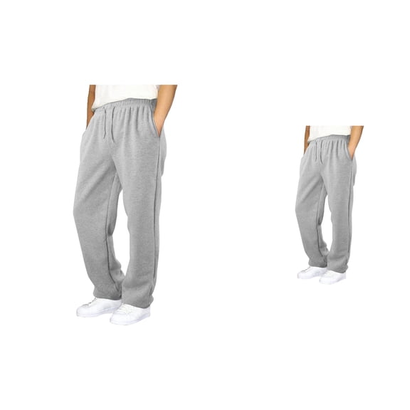Boys Wide Leg Sweatpants, High Waisted Joggers with Pockets, Baggy Cargo Style, Straight Leg, Open Bottom, Drawstring Elastic Waist, Athletic & Casual Wear