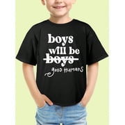 MAWOTEA "Boys Will Be Good Humans" Boys Graphic T-Shirts - Soft, Breathable, Lightweight, Comfy Short Sleeve Tees For All Seasons