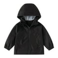 thumbnail image 1 of Boys Windbreaker Jacket Lightweight Hooded Zipper Coat Solid Color Water Resistant Outerwear For Kids And Youth,Size:4-5 Years, 1 of 8
