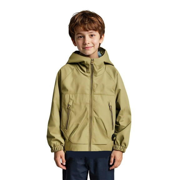 Boys Windbreaker Jacket - Lightweight Hooded Zipper Coat for Outdoor Casual and School Use Suitable for Ages 2 to 13 Years