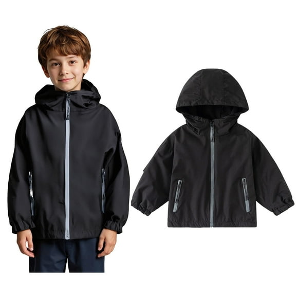 Boys Windbreaker Jacket for Kids Lightweight Hooded Zipper Coat Outdoor Casual School Jacket for Ages 2 to 13