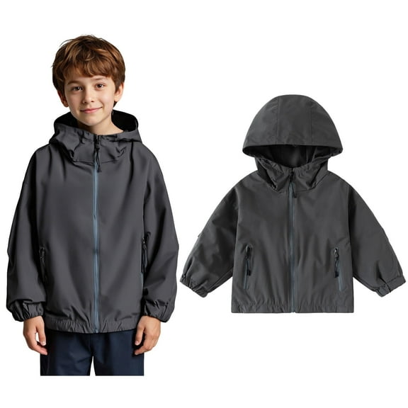 Boys Windbreaker Jacket for Kids Lightweight Hooded Zipper Coat Outdoor Casual School Jacket for Ages 2 to 13