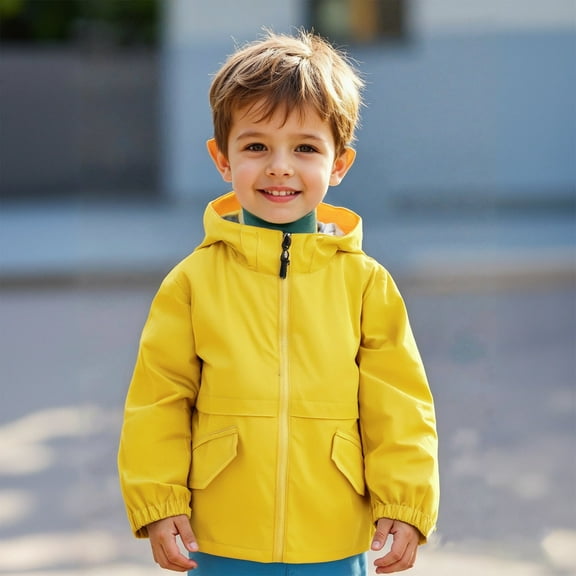 Boys Windbreaker Jacket for Kids Lightweight Hooded Zipper Coat for Outdoor Activities and Casual Wear Suitable for Ages 15 to 10 Years