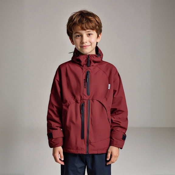 Boys Windbreaker Jacket for Kids - Lightweight Outdoor Hiking Coat Breathable Raincoat Casual Spring Autumn Jacket with Hood for Active Adventures