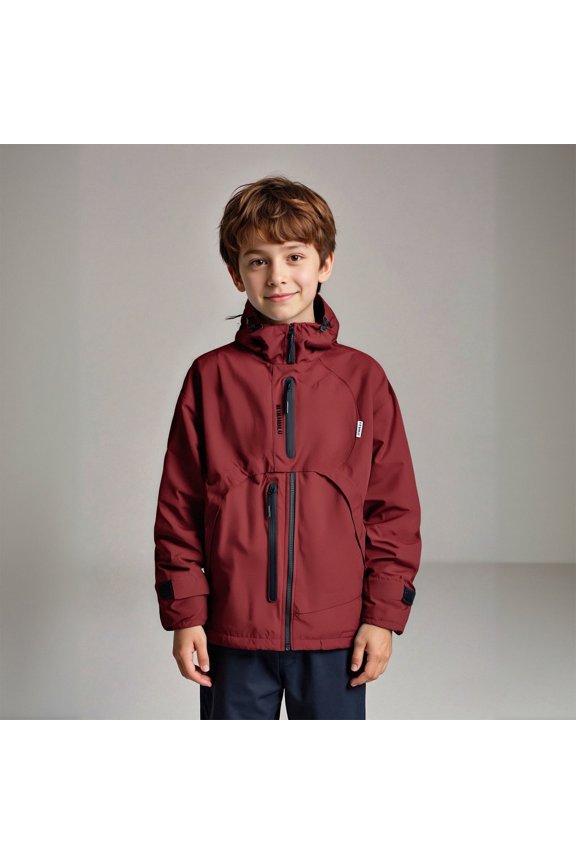 Boys Windbreaker Jacket for Kids - Lightweight Outdoor Hiking Coat Breathable Raincoat Casual Spring Autumn Jacket with Hood for Active Adventures