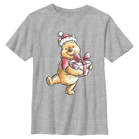 Boys Winnie the Pooh Adorable Christmas Gift Sketch T Shirt