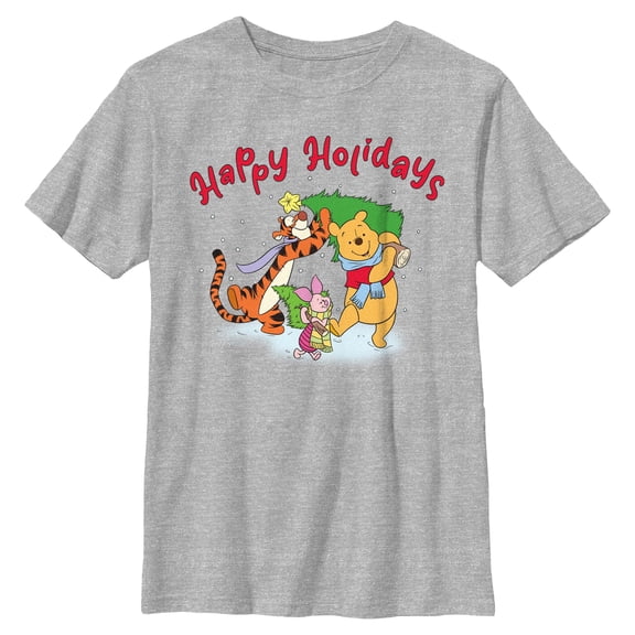 Boys Winnie the Pooh Happy and Merry Holiday Friends T Shirt