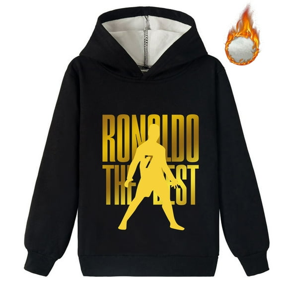 Boys' Winter Brushed Sweatshirt Cristiano Ronaldo Print Warm Sporty Casual Cool Kids