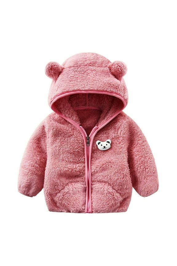 Boys Winter Coat Baby Fleece Jacket Baby Hoodie With Bear Ear Toddler Zip Up Hoodie Girl Baby Girl Jacket 12-18 Months