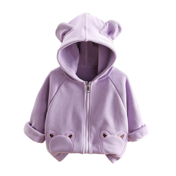Boys Winter Coat Baby Fleece Jacket Hoodies Cute Bear Toddler Zip Up Hoodie Girl Toddler Jacket 18-24 Months