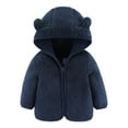 thumbnail image 1 of Boys Winter Coat Baby Girls Bear Ears Hooded Outerwear Winter Warm Zipper Coats Jackets For Boys Navy 12 Months-18 Months, 1 of 3