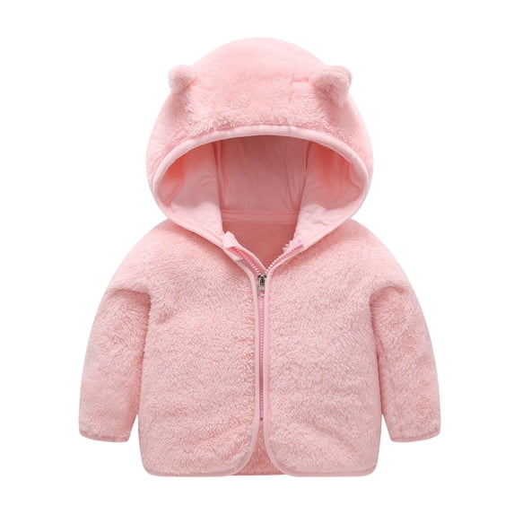 Boys Winter Coat Baby Wearing Fleece Jacket Baby Hoodie With Bear Ear Toddler Zip Up Hoodie Girl Baby Boy 12-18 Months
