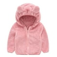 thumbnail image 1 of Boys Winter Coat Baby Wearing Fleece Jacket Baby Hoodie With Bear Ear Toddler Zip Up Hoodie Girl Baby Jackets 2-3 Years, 1 of 7