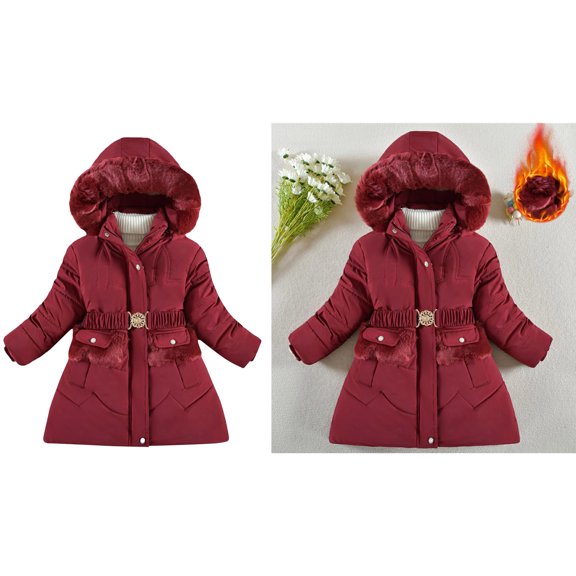 Boys Winter Coat,Boys Puffer Coat Mid-Length Heavyweight with Trim Hood Windproof Warm Winter Thicken Coat Grils Winter Coats Size 8-9 Years