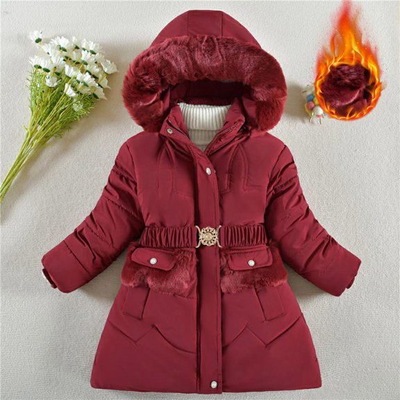 Boys Winter Coat,Boys Puffer Jacket Mid-Length with Trim Hood Windproof Warm Lined Jackets Coats Boys Coats Size 8-9 Years