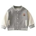 thumbnail image 1 of Boys Winter Coat Girls Long Sleeve Outwear Patchwork Button Down Baseball Jackets Toddler Jacket Grey 8 Years-9 Years, 1 of 3