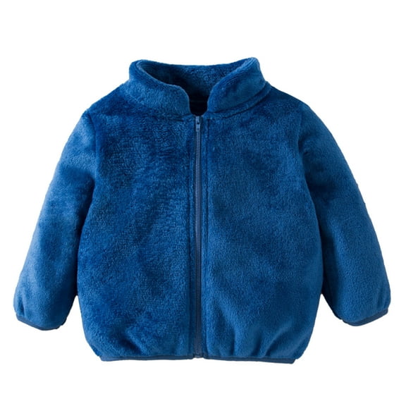 Boys Winter Coat Girls Trendy Long Sleeve Solid Thick Windproof Warm Zipper Coats Toddler Jacket Blue 2 Years-3 Years