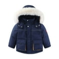 thumbnail image 1 of Boys Winter Coat Girls Winter Long Sleeve Thick Warm Hooded Solid Zipper Down Jackets Toddler Jacket Navy 2 Years-3 Years, 1 of 6