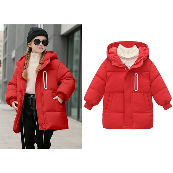 Boys Winter Coat,Kids Puffer Coat Mid-Length with Hooded Windproof Warm Winter Down Coat Girls Winter Clothes Size 3-4 Years