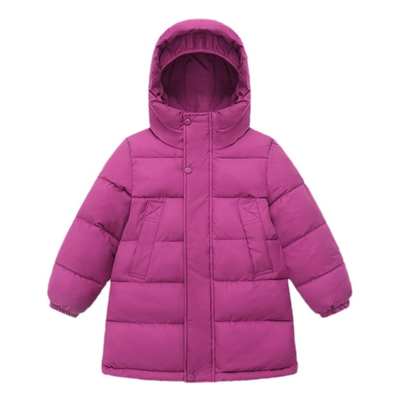 Boys Winter Coat Kids Puffer Coat with Pocket Zip up Hooded Coat Solid Color Long Sleeve Outerwear Coats Boys Coats Size 5-6 Years