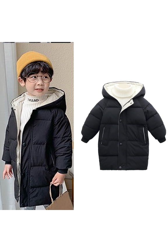 Boys Winter Coat,Kids Puffer Jacket Mid-Length Heavyweight with Trim Hood Warm Windproof Child Puffer Jacket Boys Winter Coat Size 7-8 Years