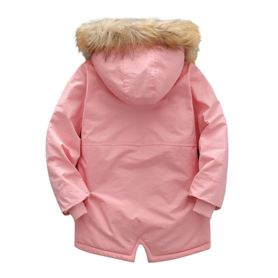 Boys' Winter Coat Kids Winter Waterproof Thick Outerwear Lined Quilted Hooded Coat Pink 5 Years-6 Years