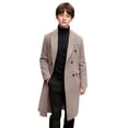 thumbnail image 1 of Boys' Winter Coat Long Sleeve Double Breasted Maxi Overcoat Insulated Tweed Long Formal Casual Coats with Pockets Sizes 5-14 Beige 5 Years, 1 of 9