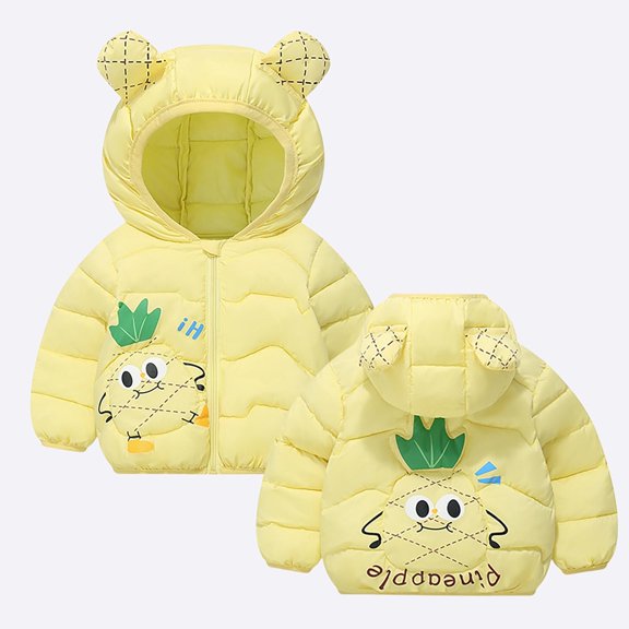 Boys Winter Coat Puffer Jacket Cartoon Print Full-Zip Long Sleeve Lightweight Windproof Down Jacket Hooded Jackets Boys Coats Size 4-5 Years