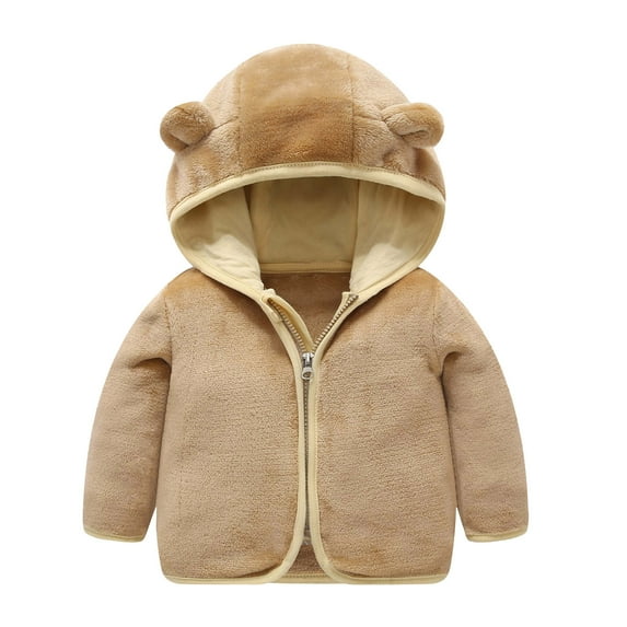 Toddler Coat Baby Boy Jacket Bear Ears Hooded Zipper Hoodie Toddler Jacket 12-18 Months
