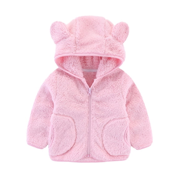 Boys Winter Coat Thicken Fleece Jacket Bear Ears Hooded Toddler Zip Up Hoodie Toddler Sweater 1-2 Years