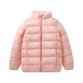thumbnail image 1 of Boys Winter Coat Turtleneck Zip Up Fleece-Lined Padded Soild Color Print Girls Jackets with Pockets(5 Years 130,Pink), 1 of 5