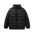 thumbnail image 1 of Boys Winter Coat Turtleneck Zip Up Fleece-Lined Padded Soild Color Print Girls Jackets with Pockets(8 Years 160,Black), 1 of 5