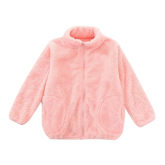 Boys Winter Coat Turtleneck Zip Up Thermal-Lined Soild Color Print Girls Jackets with Pockets(5 Years 130,Pink)