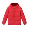 thumbnail image 1 of Boys Winter Coat Warm Down Fill Hooded Jacket Boys Girls Solid Color Padded Outerwear for Daily Wear, 1 of 4