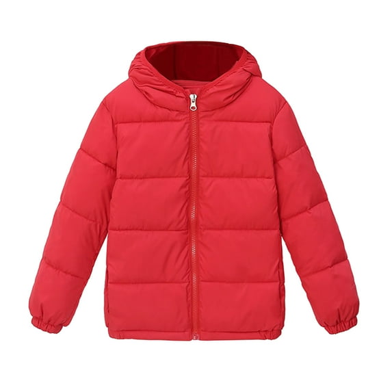 Boys Winter Coat Warm Down Fill Hooded Jacket Boys Girls Solid Color Padded Outerwear for Daily Wear