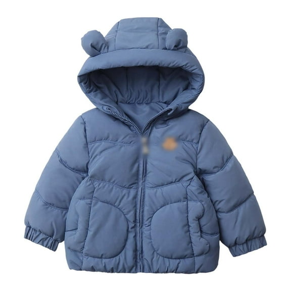 Boys Winter Coat Winter Padded Jacket With Thick Hood Warm Coat Outerwear Cold Weather Puffer Jacket Boys Blue 4 Y-5 Y
